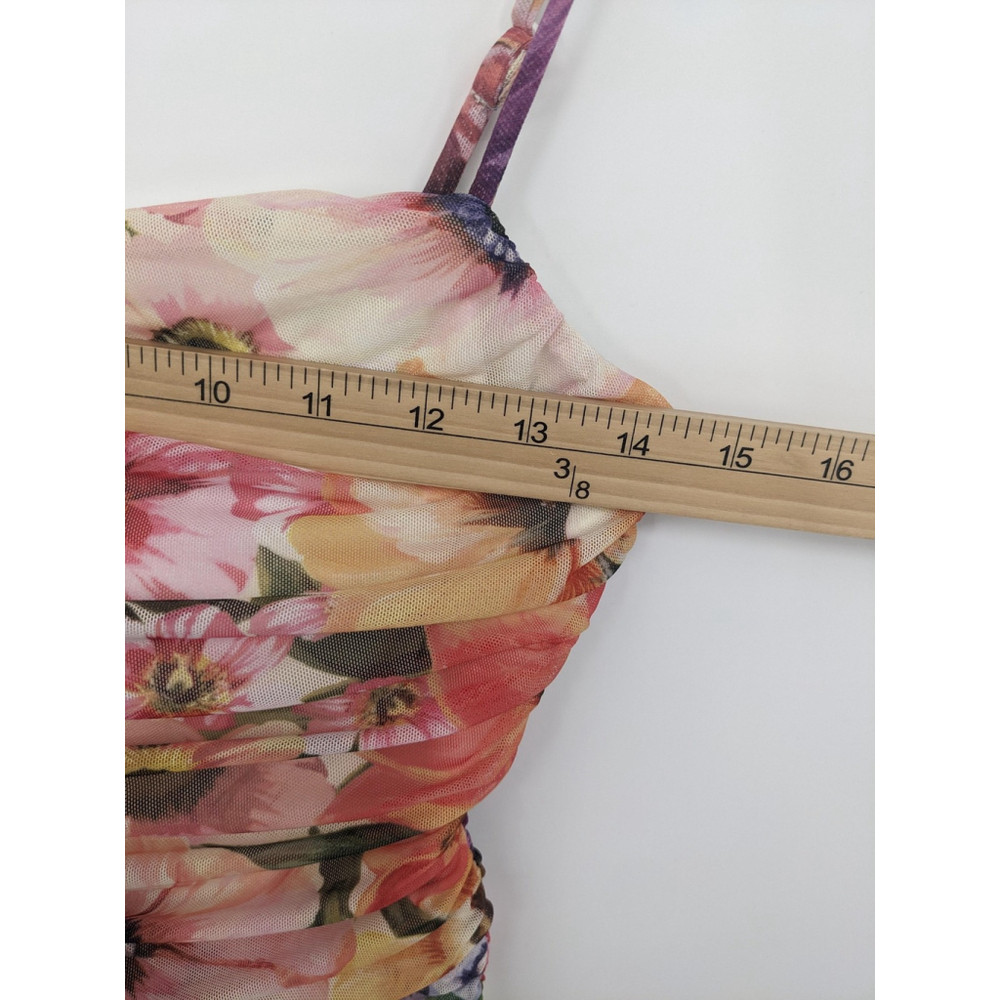 Express Dress Womens‎ Small Floral Maxi Bodycon Ruched Mesh Gown Homecoming - Picture 7 of 8